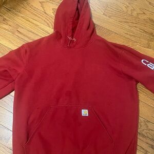 Carhartt Red Pullover Hooded Work Sweatshirt
